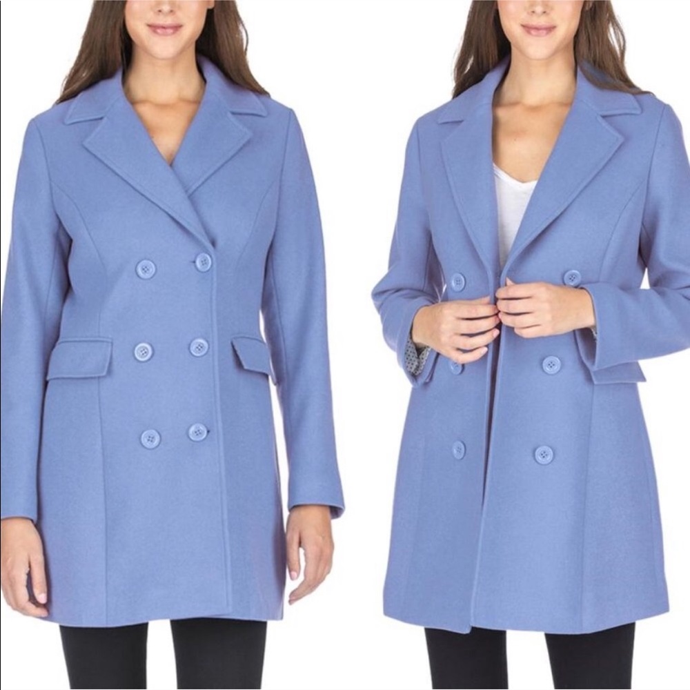 Titanium Blue Double Breast Wool Peacoat 3X